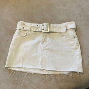 Bershka 90s white denim mini skirt with belt